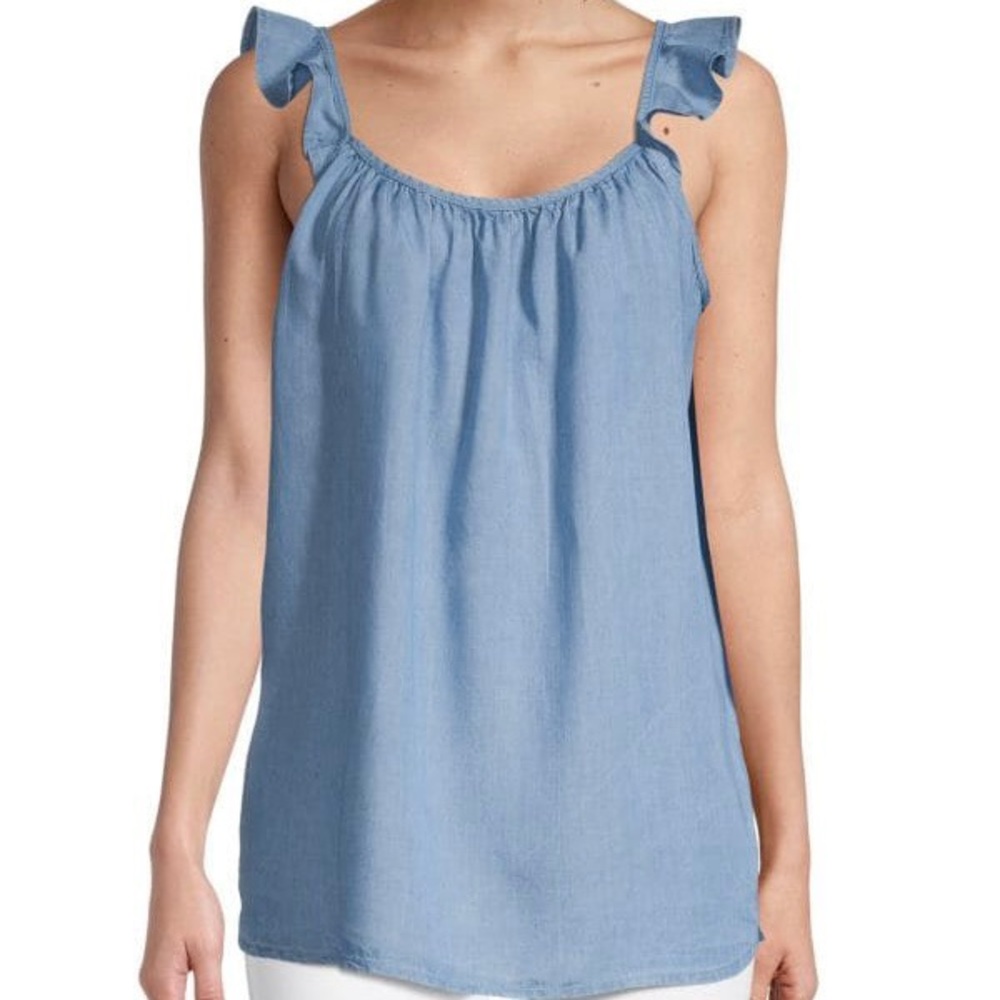 Beach Lunch Lounge Jordan Chambray Ruffle Sleeve Top
